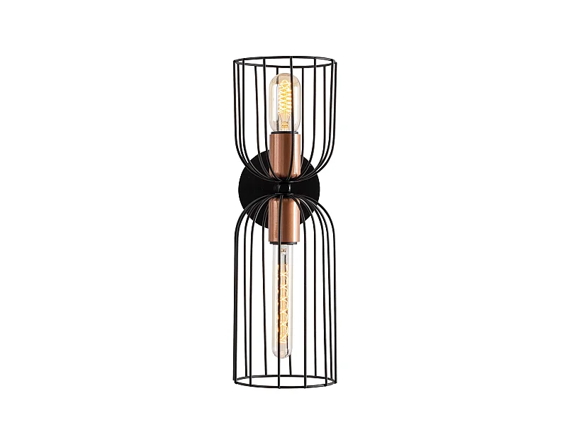 Applique Murale Interieur,  Lampe Murale Industrielle Bois, Noir 14x22x45 Cm