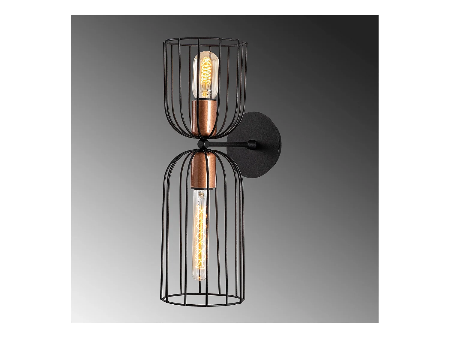 Applique Murale Interieur,  Lampe Murale Industrielle Bois, Noir 14x22x45 Cm
