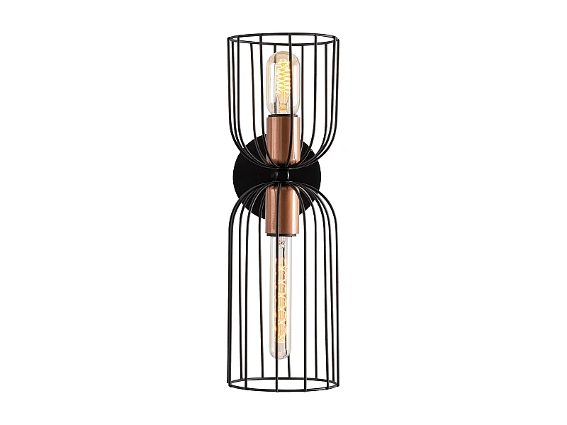 Applique Murale Interieur,  Lampe Murale Industrielle Bois, Noir 14x22x45 Cm