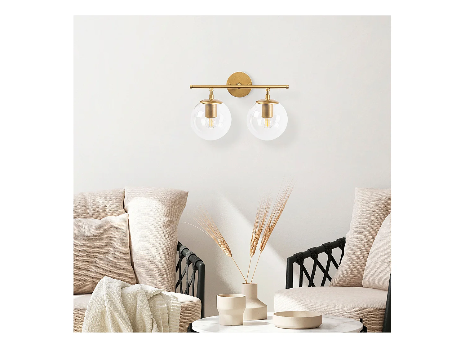 Applique Murale Interieur,  Lampe Murale Industrielle Bois, Or Shine  36x24x16 Cm