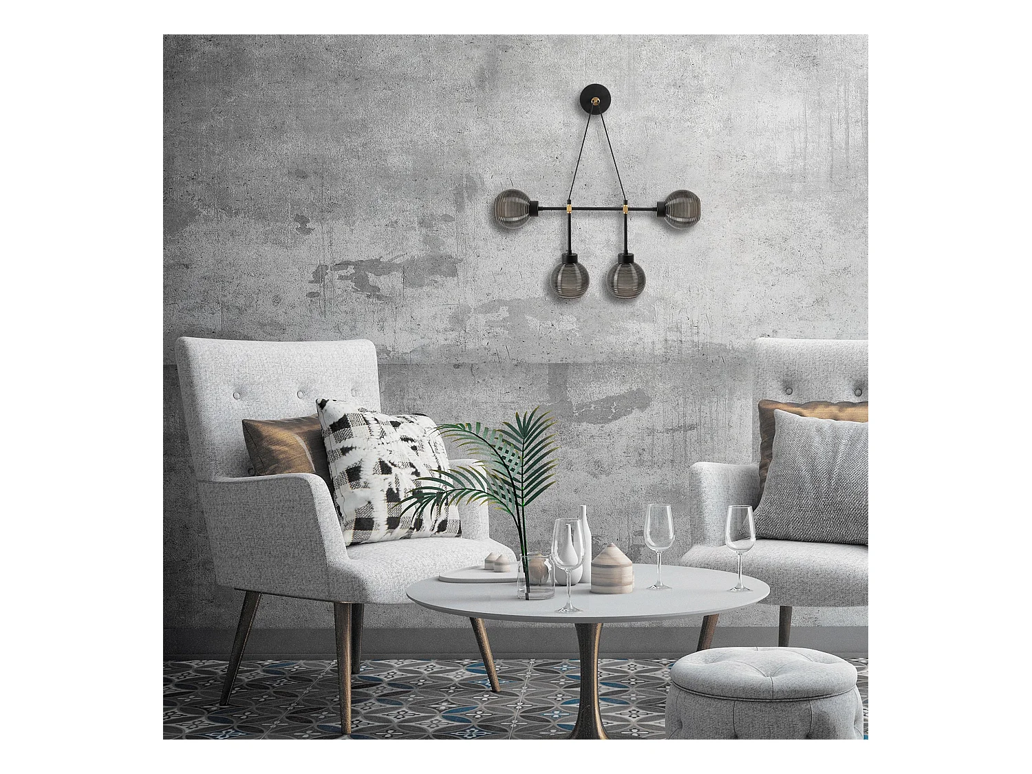 Applique Murale Interieur,  Lampe Murale Industrielle Bois, Noir 78x15x65 Cm