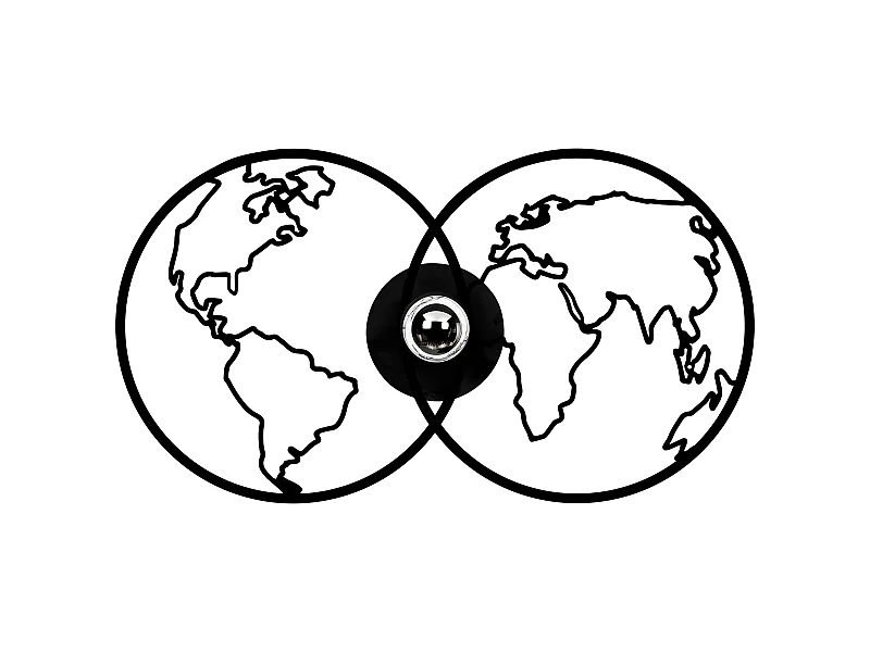 Applique Murale Interieur,  Design En Bois Et En Mdf, Noir 60x12x33 Cm