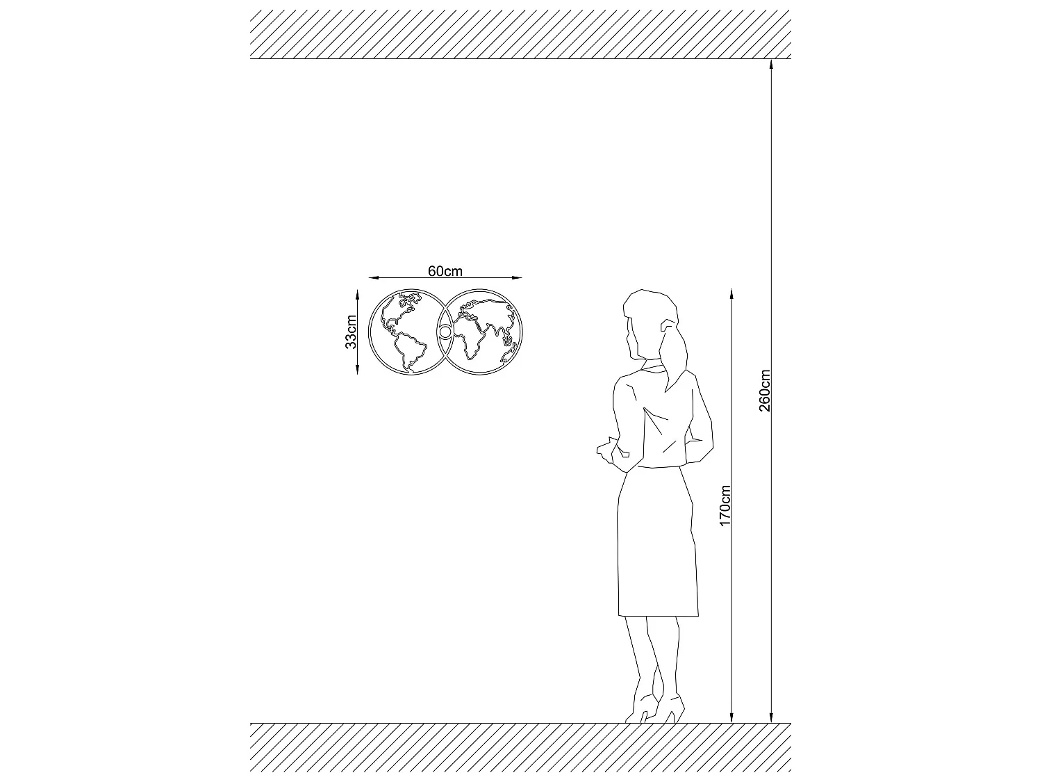 Applique Murale Interieur,  Design En Bois Et En Mdf, Noir 60x12x33 Cm