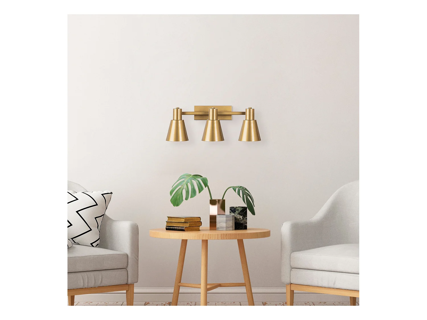 Applique Murale Interieur,  Lampe Murale Industrielle Bois, Or 60x21x21 Cm