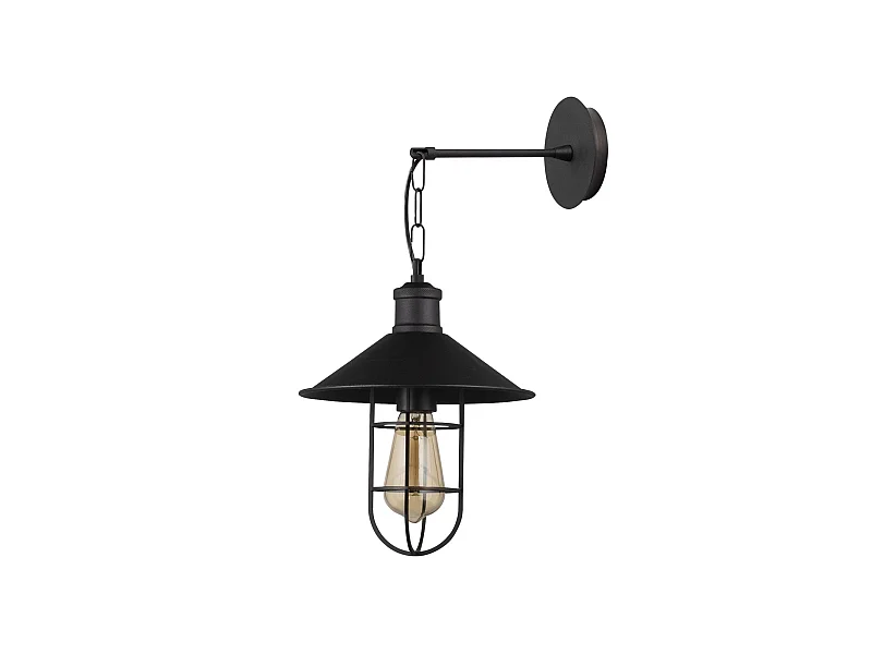 Applique Murale Interieur,  Lampe Murale Industrielle Bois, Noir 25x25x40 Cm