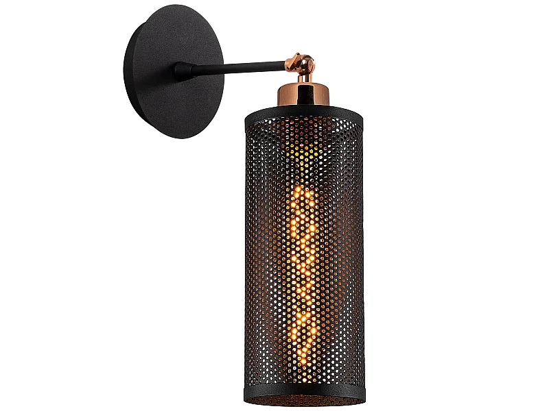 Applique Murale Interieur,  Lampe Murale Industrielle Bois, Noir 10x10x36 Cm