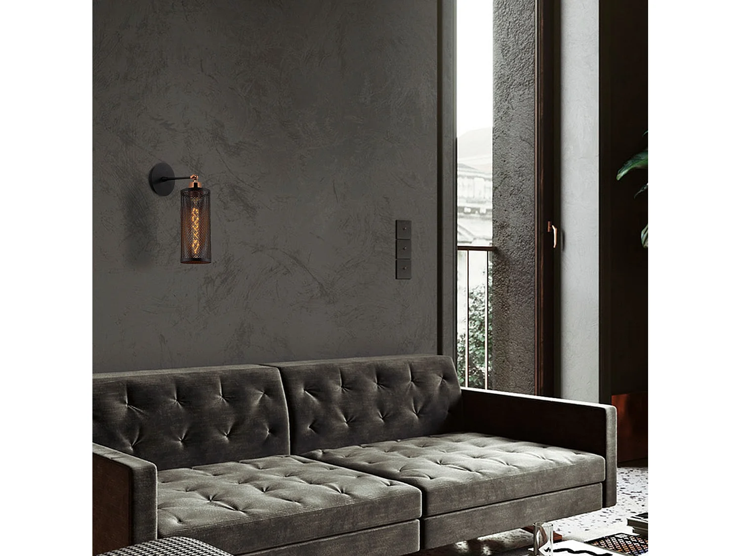 Applique Murale Interieur,  Lampe Murale Industrielle Bois, Noir 10x10x36 Cm