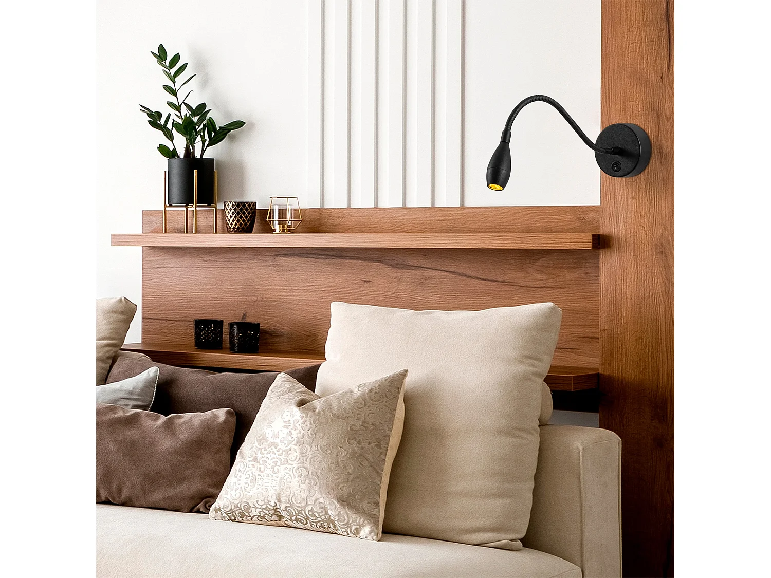 Applique Murale Interieur,  Lampe Murale Industrielle Bois, Noir 8x38x15 Cm