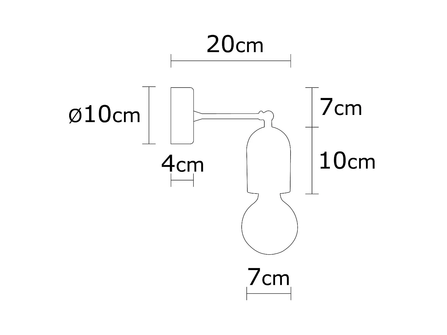 Applique Murale Interieur,  En Bois Et Métal, Luminaire Rétro Industriel , Nature 7x7x20 Cm