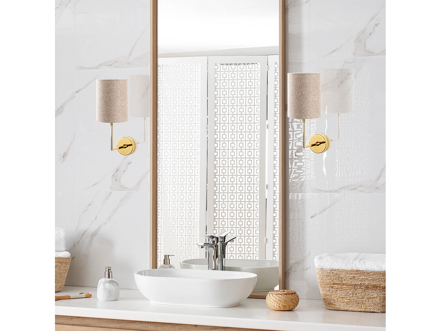 Applique Murale Interieur,  Lampe Murale Industrielle Bois, Or 12x21x32 Cm