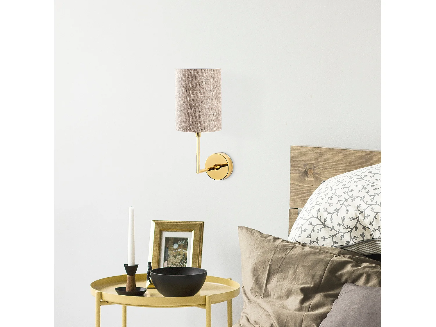 Applique Murale Interieur,  Lampe Murale Industrielle Bois, Or 12x21x32 Cm