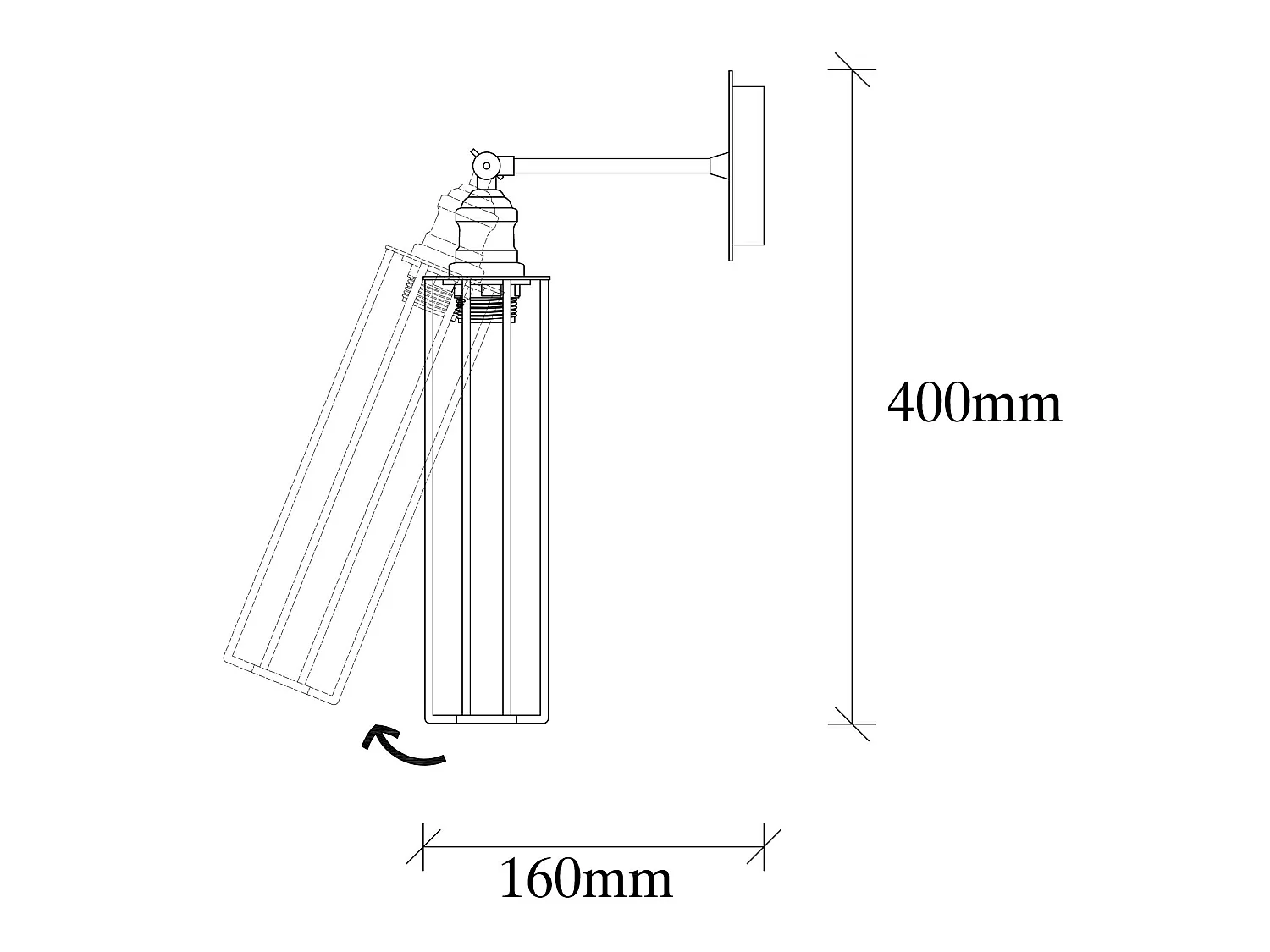 Applique Murale Interieur,  Lampe Murale Industrielle Bois, Noir 8x16x40 Cm