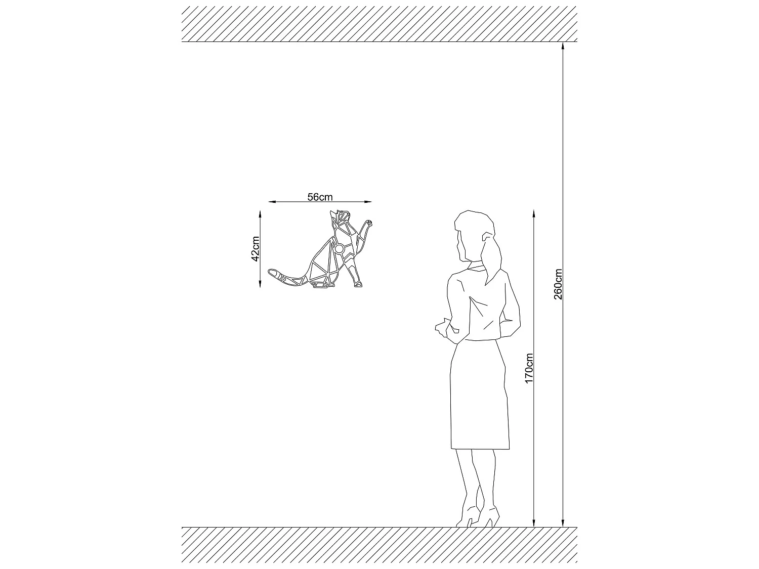 Applique Murale Interieur,  Design En Bois Et En Mdf, Noir 56x12x42 Cm