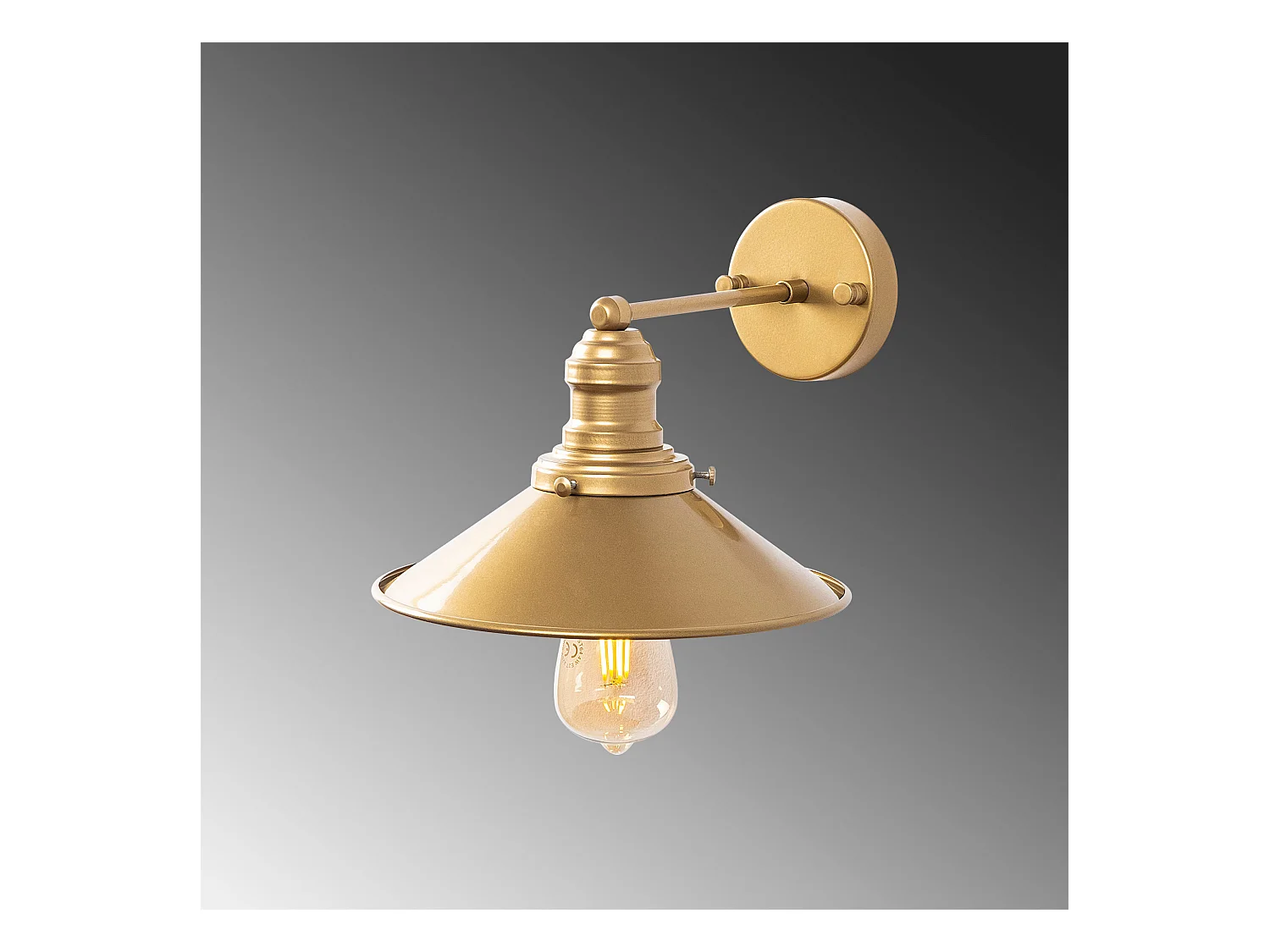 Applique Murale Interieur,  Lampe Murale Industrielle Bois, Or 24x27x20 Cm