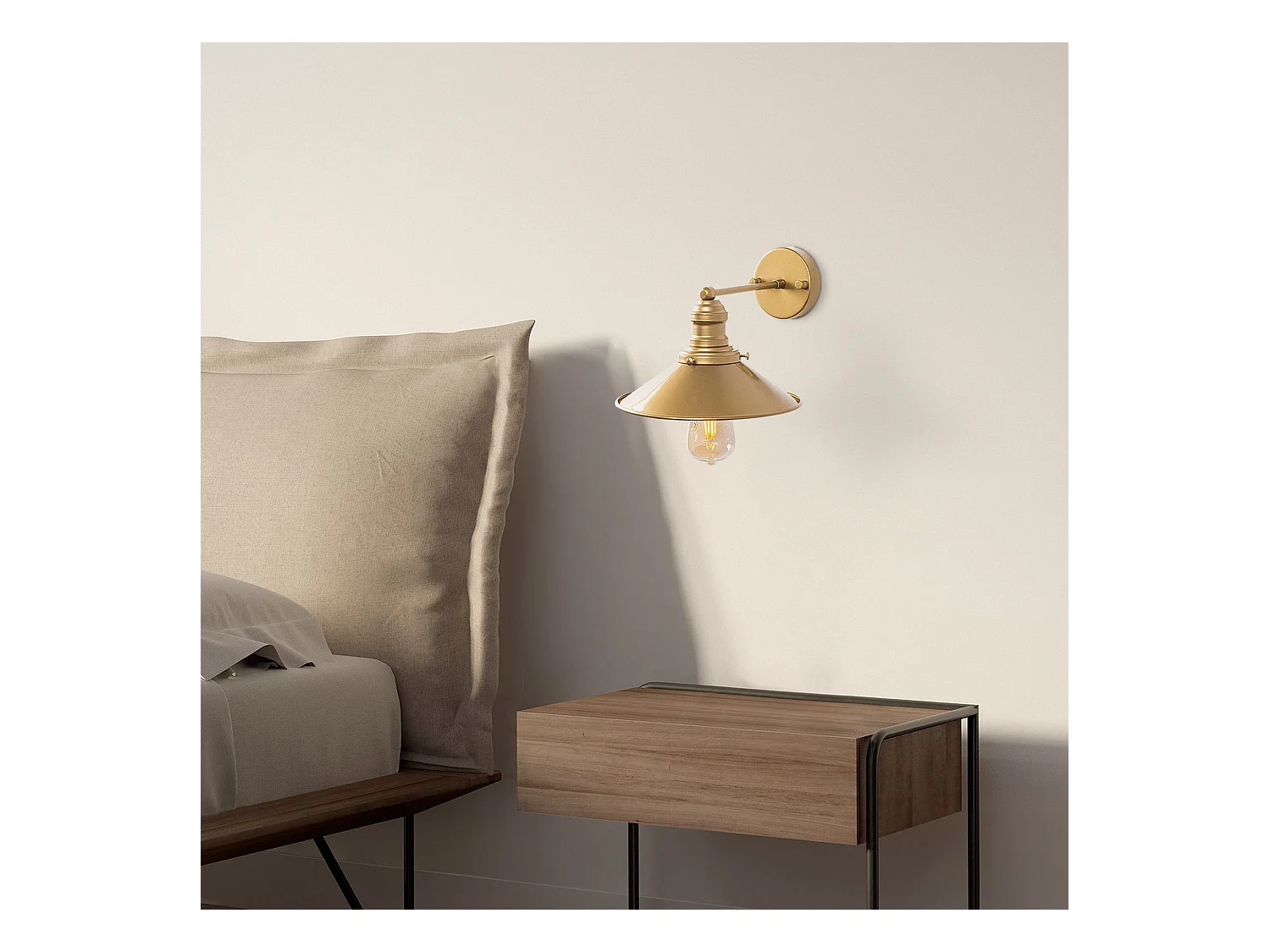 Applique Murale Interieur,  Lampe Murale Industrielle Bois, Or 24x27x20 Cm