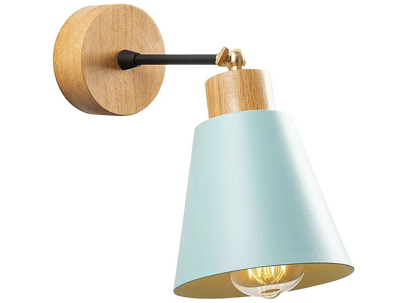 Applique Murale Interieur,  Lampe Murale Industrielle Bois, Turquoise 14x14x25 Cm