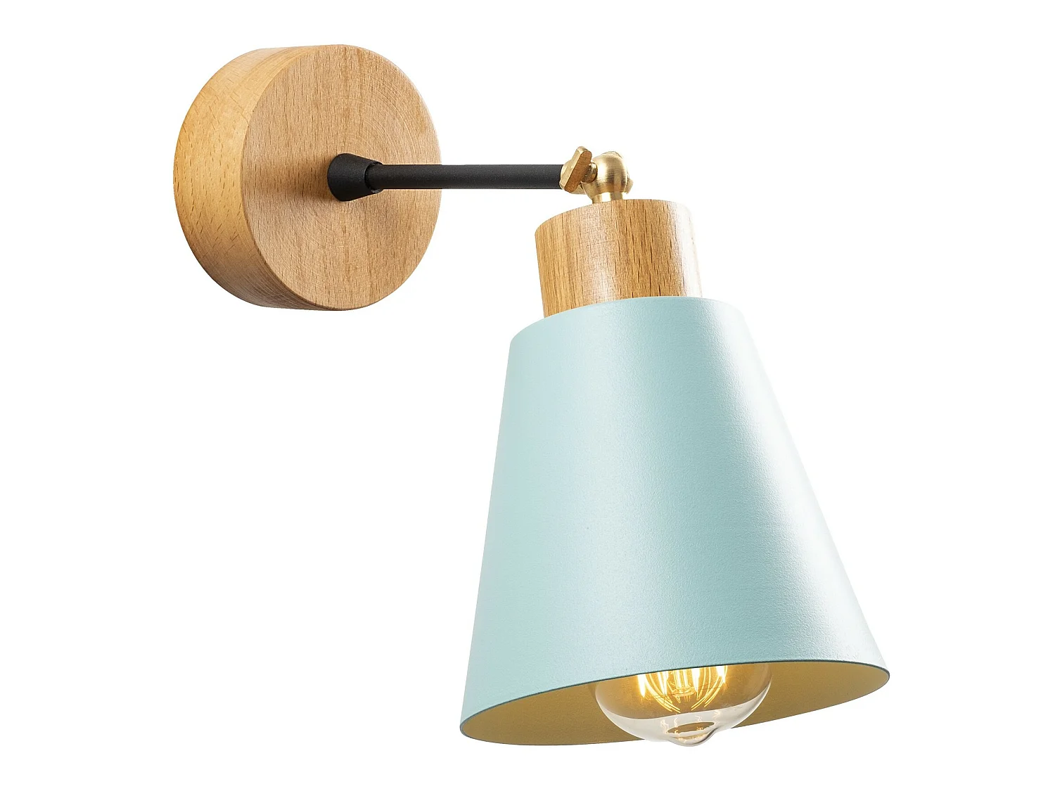 Applique Murale Interieur,  Lampe Murale Industrielle Bois, Turquoise 14x14x25 Cm
