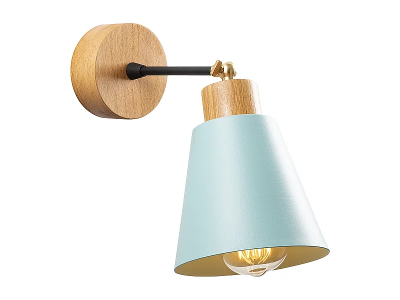 Applique Murale Interieur,  Lampe Murale Industrielle Bois, Turquoise 14x14x25 Cm