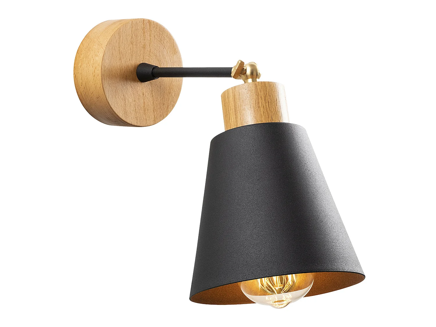 Applique Murale Interieur,  Lampe Murale Industrielle Bois, Noir 14x14x25 Cm