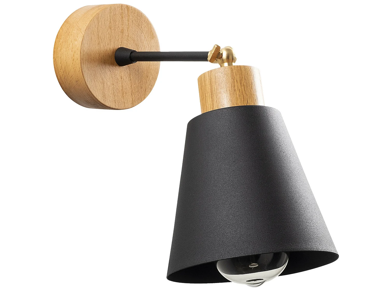 Applique Murale Interieur,  Lampe Murale Industrielle Bois, Noir 14x14x25 Cm