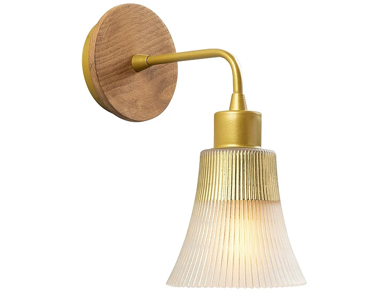 Applique Murale Interieur,  Lampe Murale Industrielle Bois, Or 13x13x28 Cm