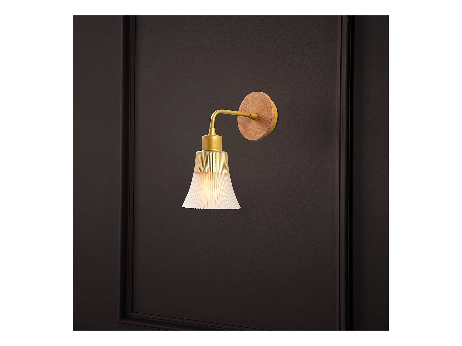 Applique Murale Interieur,  Lampe Murale Industrielle Bois, Or 13x13x28 Cm