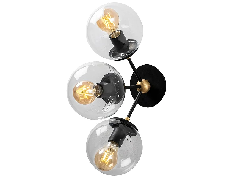 Applique Murale Interieur,  Lampe Murale Industrielle Bois, Noir 30x15x44 Cm