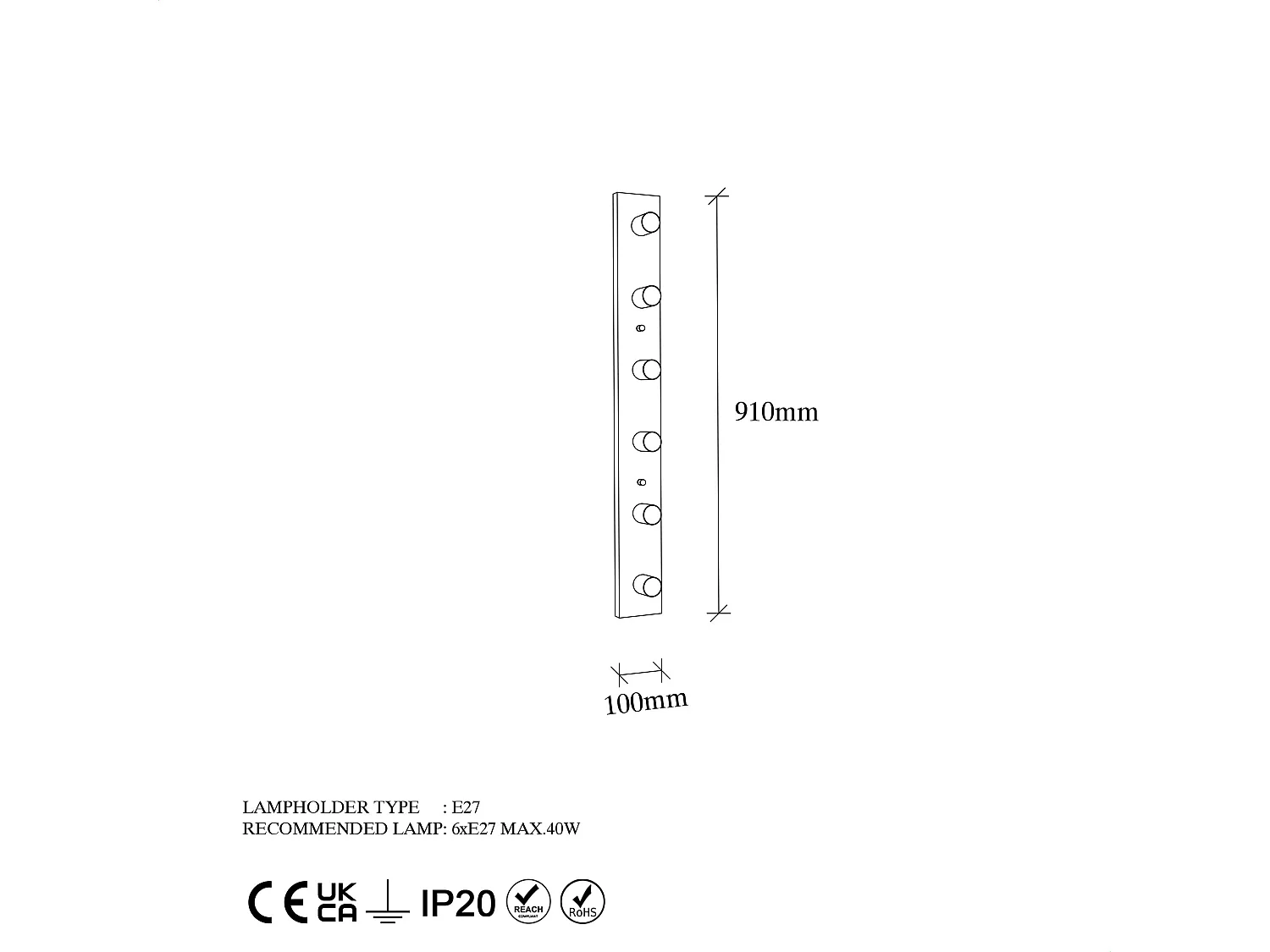 Applique Murale Interieur,  Lampe Murale Industrielle Bois, Blanc 10x10x91 Cm