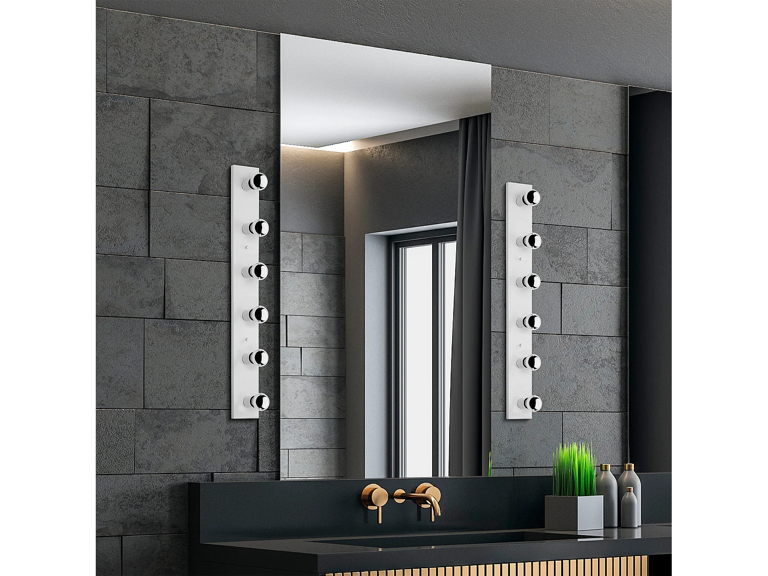 Applique Murale Interieur,  Lampe Murale Industrielle Bois, Blanc 10x10x91 Cm