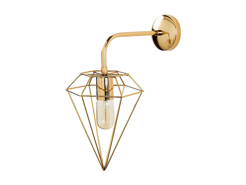 Applique Murale Interieur,  Lampe Murale Industrielle Bois, Or 20x37x43 Cm