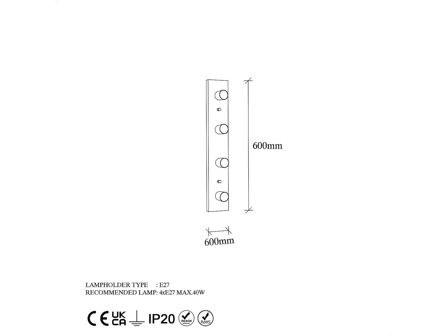 Applique Murale Interieur,  Lampe Murale Industrielle Bois, Blanc 10x10x60 Cm