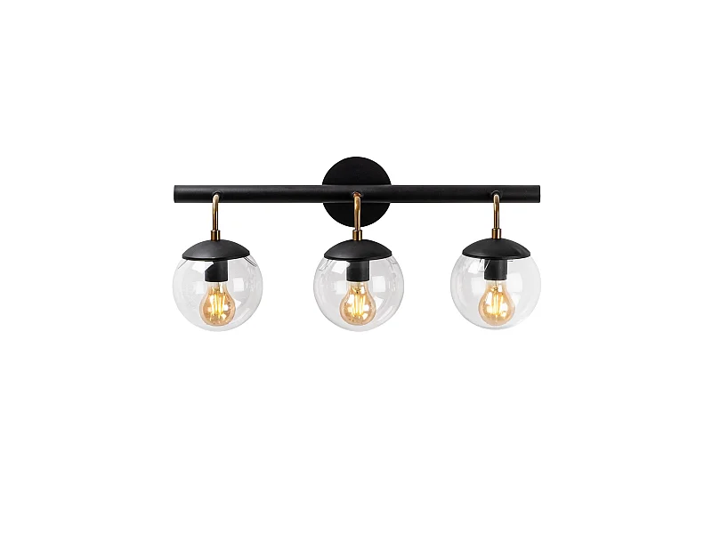 Applique Murale Interieur,  Lampe Murale Industrielle Bois, Noir 61x28x20 Cm