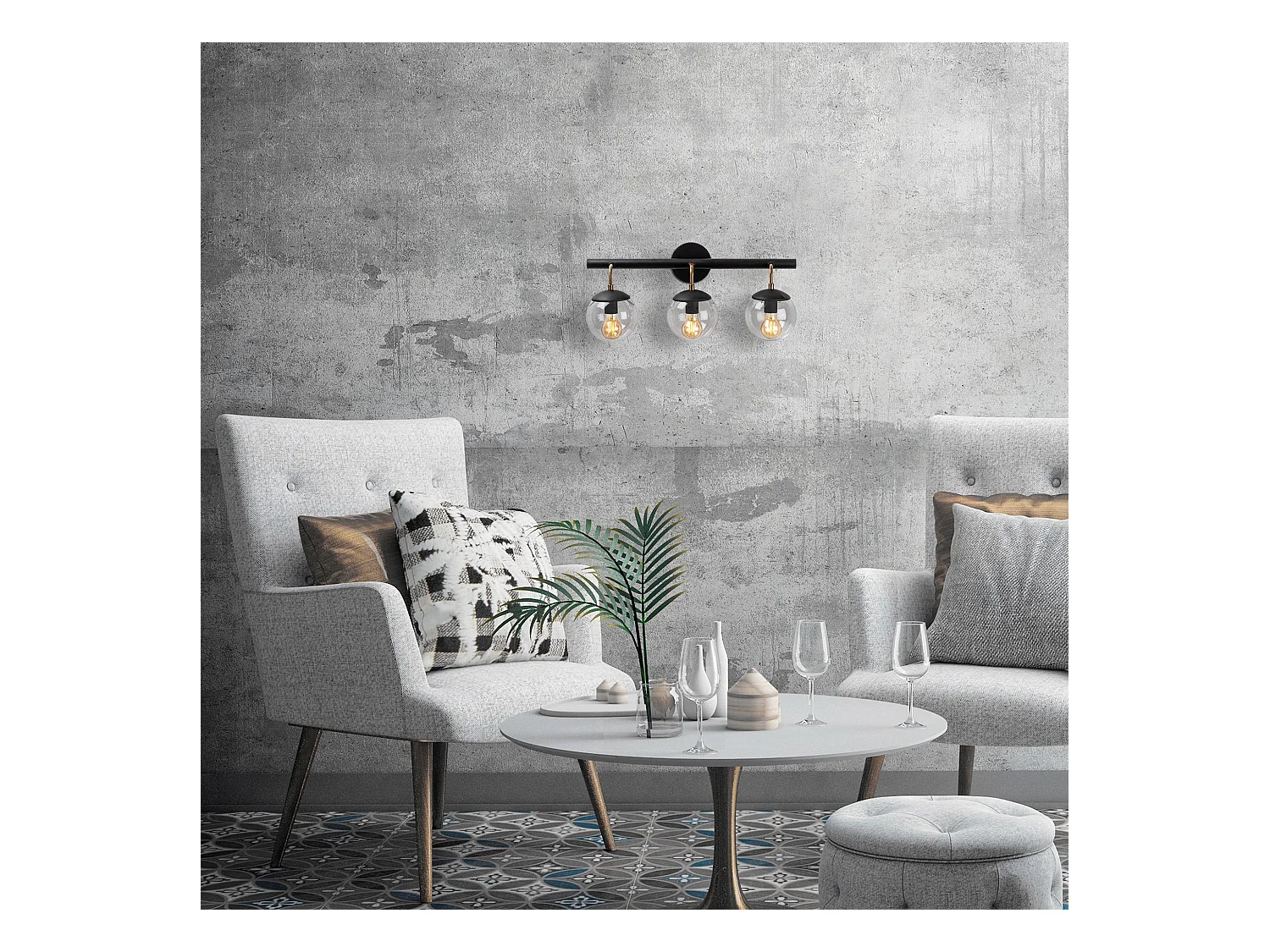 Applique Murale Interieur,  Lampe Murale Industrielle Bois, Noir 61x28x20 Cm