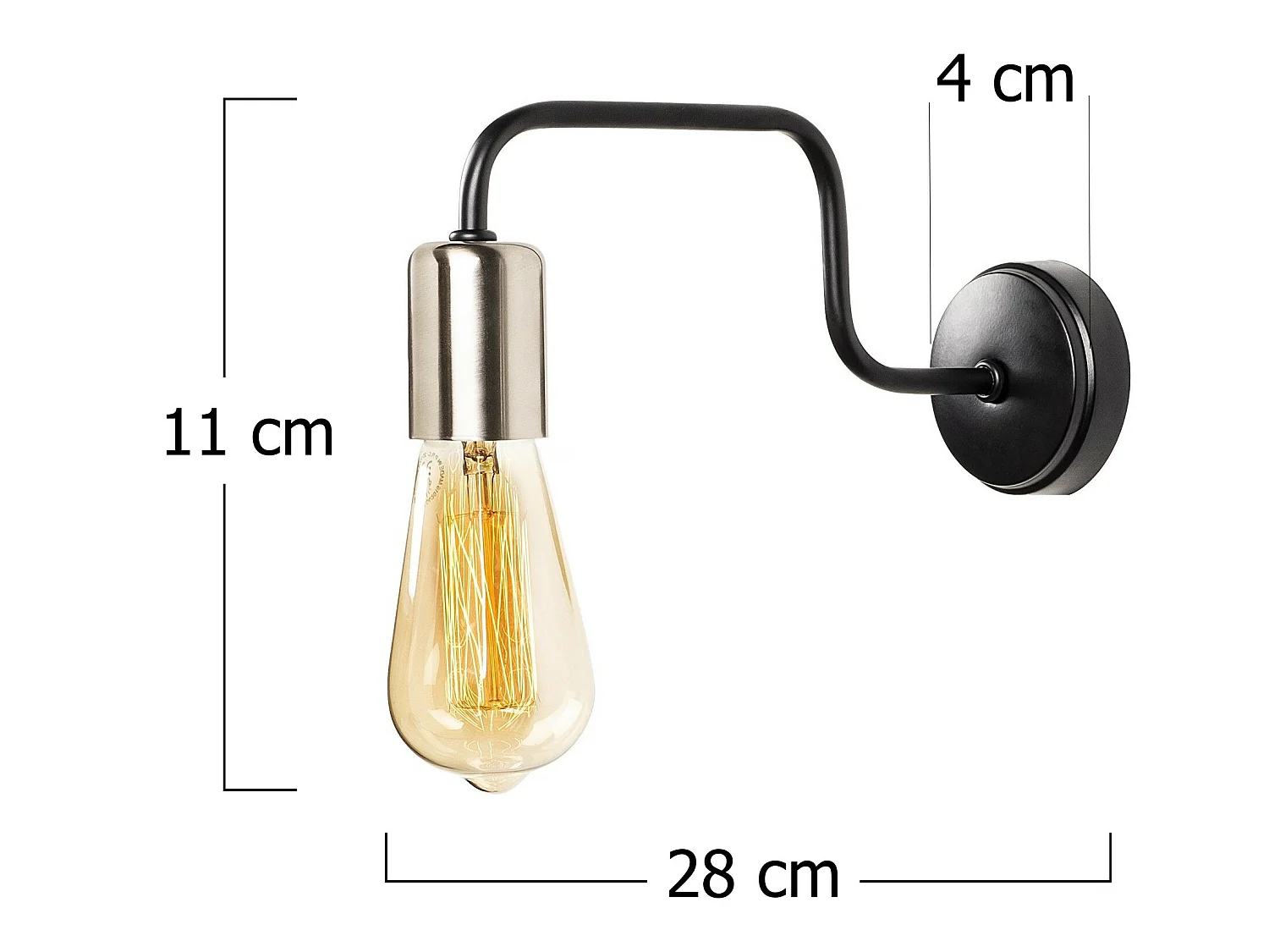 Applique Murale Interieur,  Lampe Murale Industrielle Bois, Noir 4x28x11 Cm