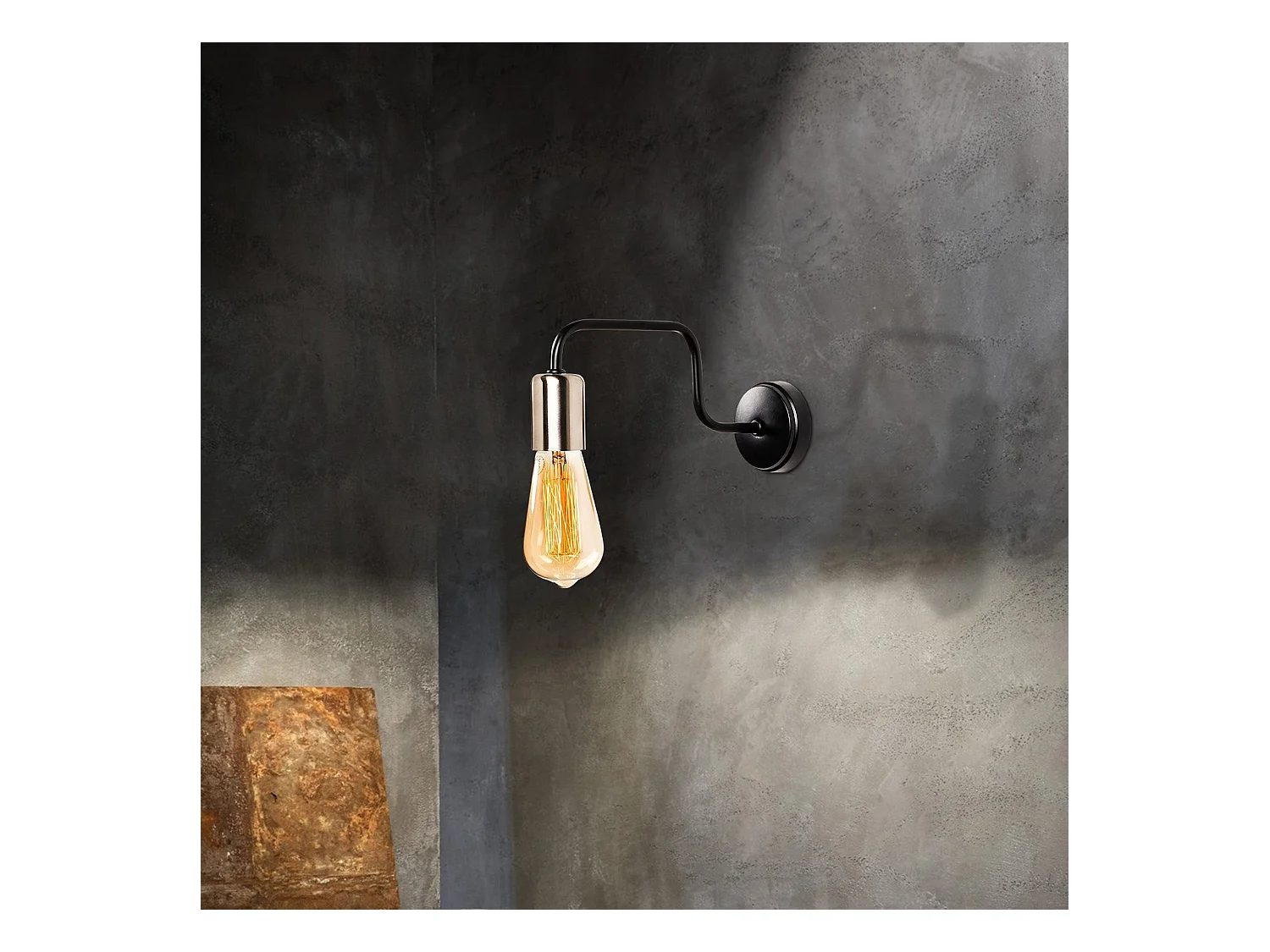 Applique Murale Interieur,  Lampe Murale Industrielle Bois, Noir 4x28x11 Cm