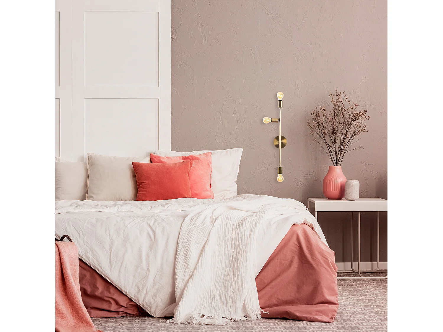 Applique Murale Interieur,  Lampe Murale Industrielle Bois, Vintage 15x15x65 Cm