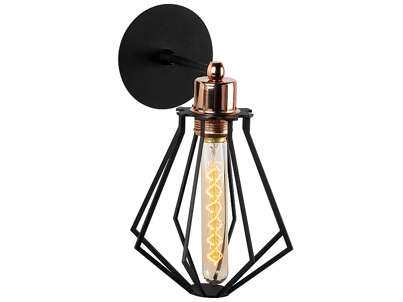 Applique Murale Interieur,  Lampe Murale Industrielle Bois, Noir 18x18x30 Cm