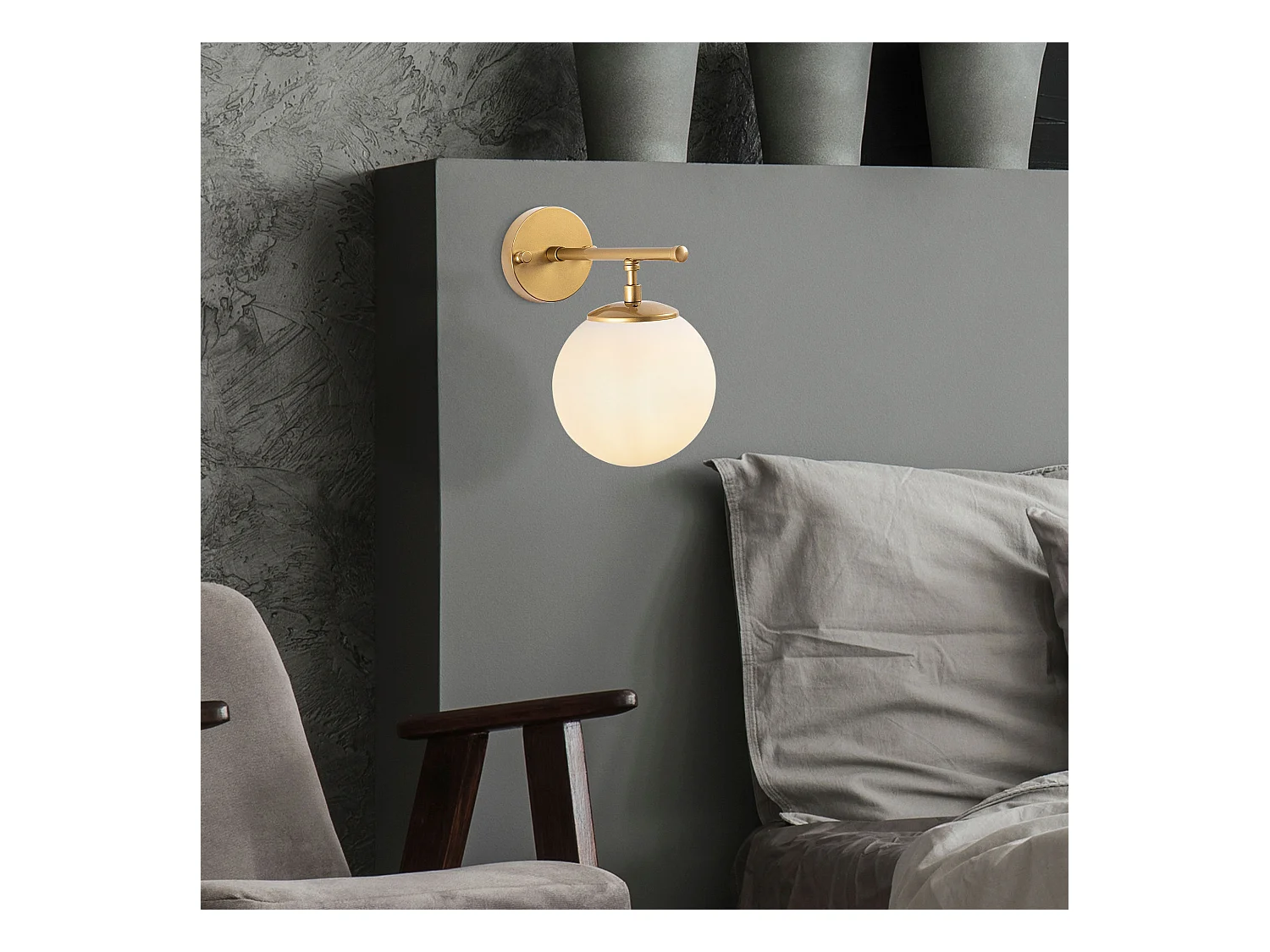 Applique Murale Interieur,  Lampe Murale Industrielle Bois, Or Shine  15x24x24 Cm