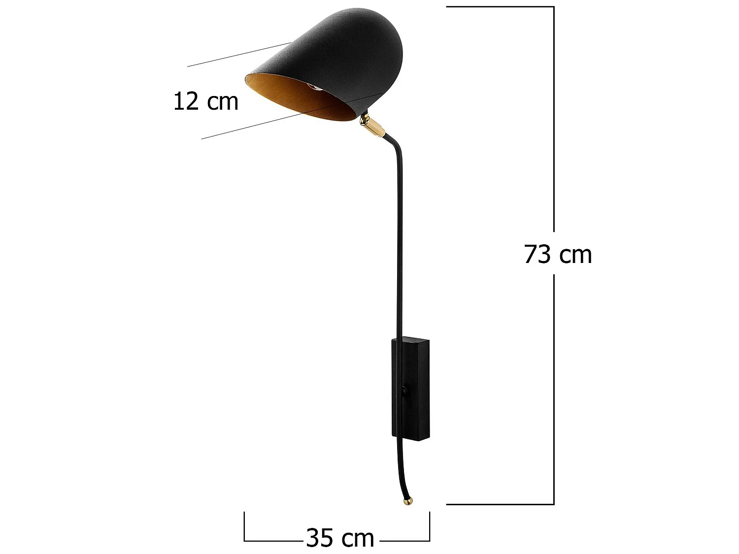 Applique Murale Interieur,  Lampe Murale Industrielle Bois, Noir 12x35x73 Cm