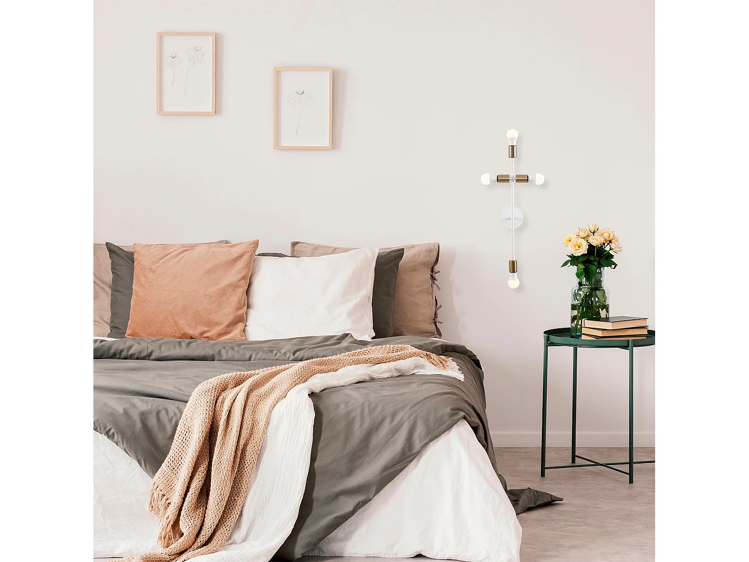 Applique Murale Interieur,  Lampe Murale Industrielle Bois, Blanc 20x15x62 Cm