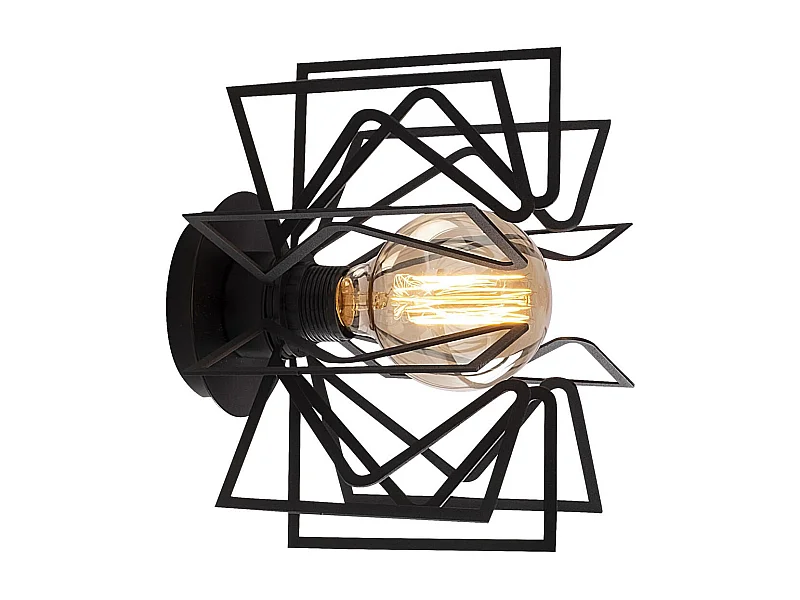 Applique Murale Interieur,  Lampe Murale Industrielle Bois, Noir 20x20x25 Cm