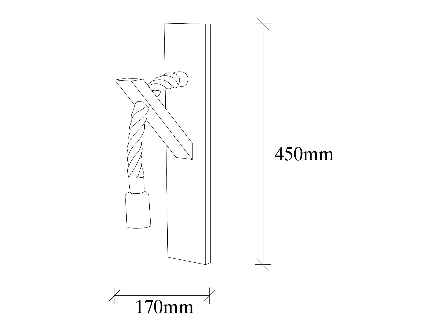 Applique Murale Interieur,  En Bois Et Métal, Luminaire Rétro Industriel , Bois 9x17x45 Cm