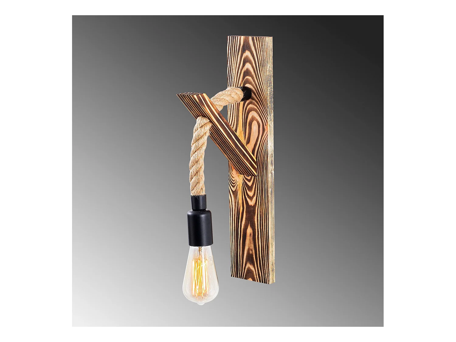 Applique Murale Interieur,  En Bois Et Métal, Luminaire Rétro Industriel , Bois 9x17x45 Cm