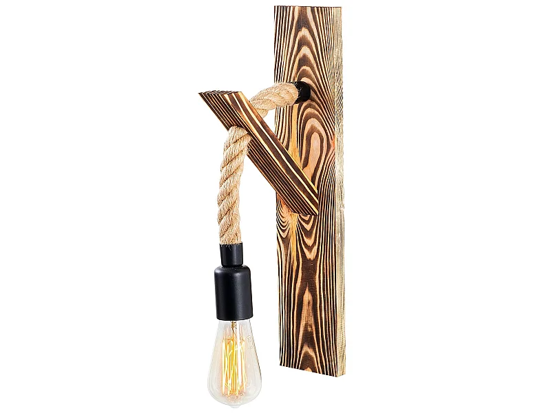 Applique Murale Interieur,  En Bois Et Métal, Luminaire Rétro Industriel , Bois 9x17x45 Cm