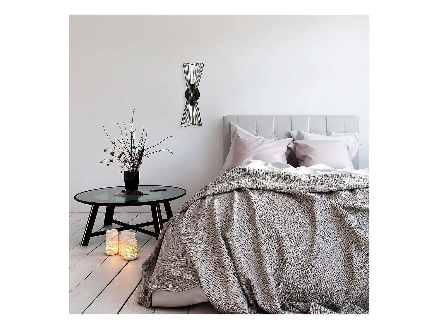 Applique Murale Interieur,  Lampe Murale Industrielle Bois, Noir 16x16x48 Cm