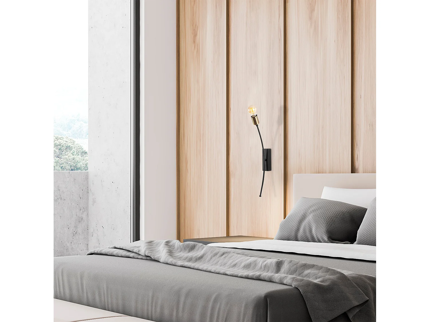 Applique Murale Interieur,  Lampe Murale Industrielle Bois, Noir 6x25x56 Cm