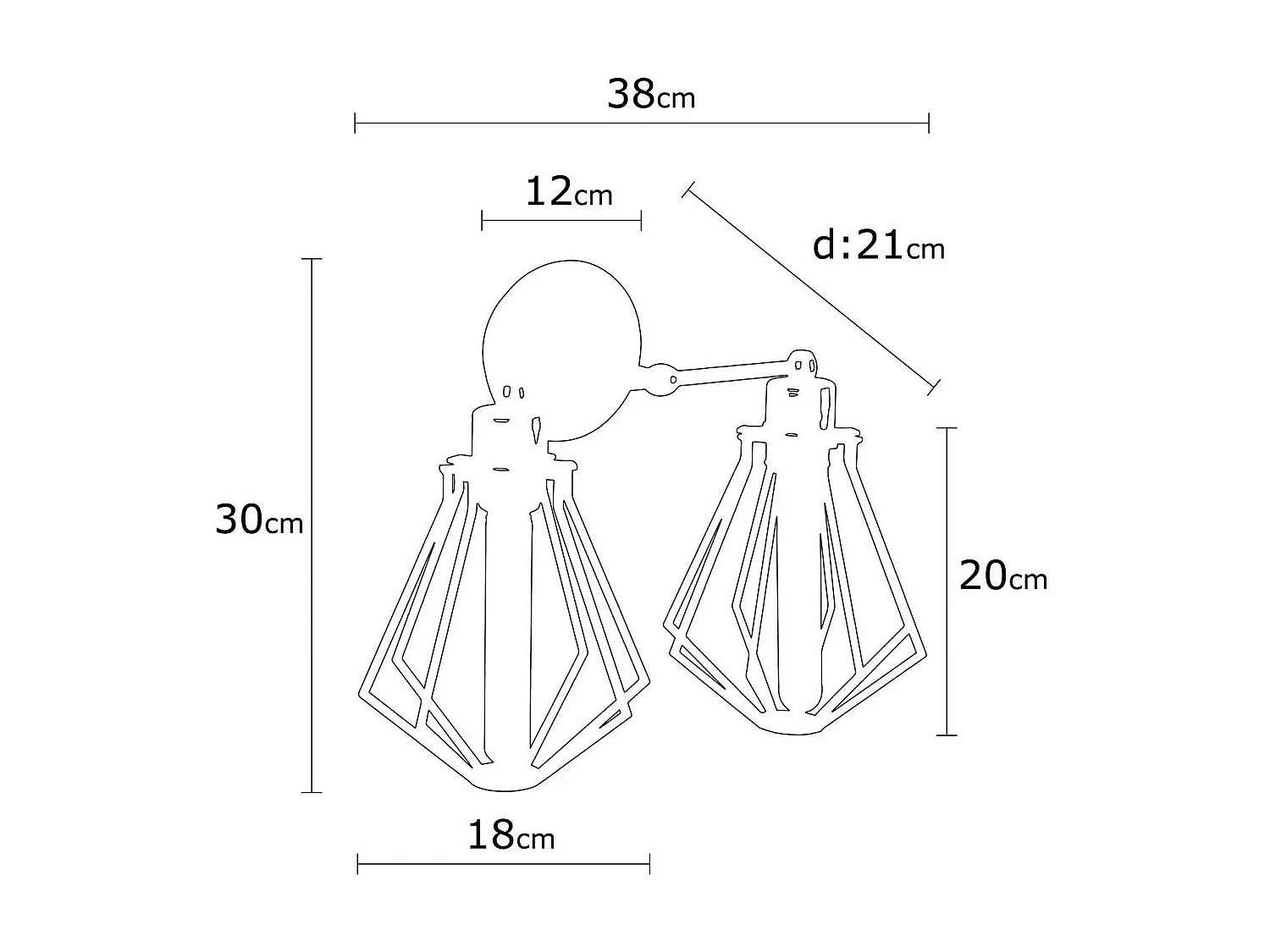 Applique Murale Interieur,  Lampe Murale Industrielle Bois, Noir 38x38x30 Cm