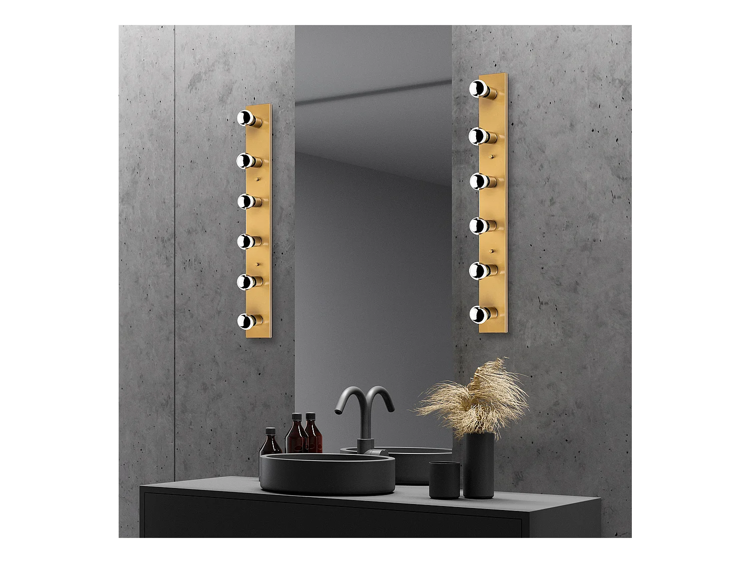 Applique Murale Interieur,  Lampe Murale Industrielle Bois, Or 10x10x91 Cm