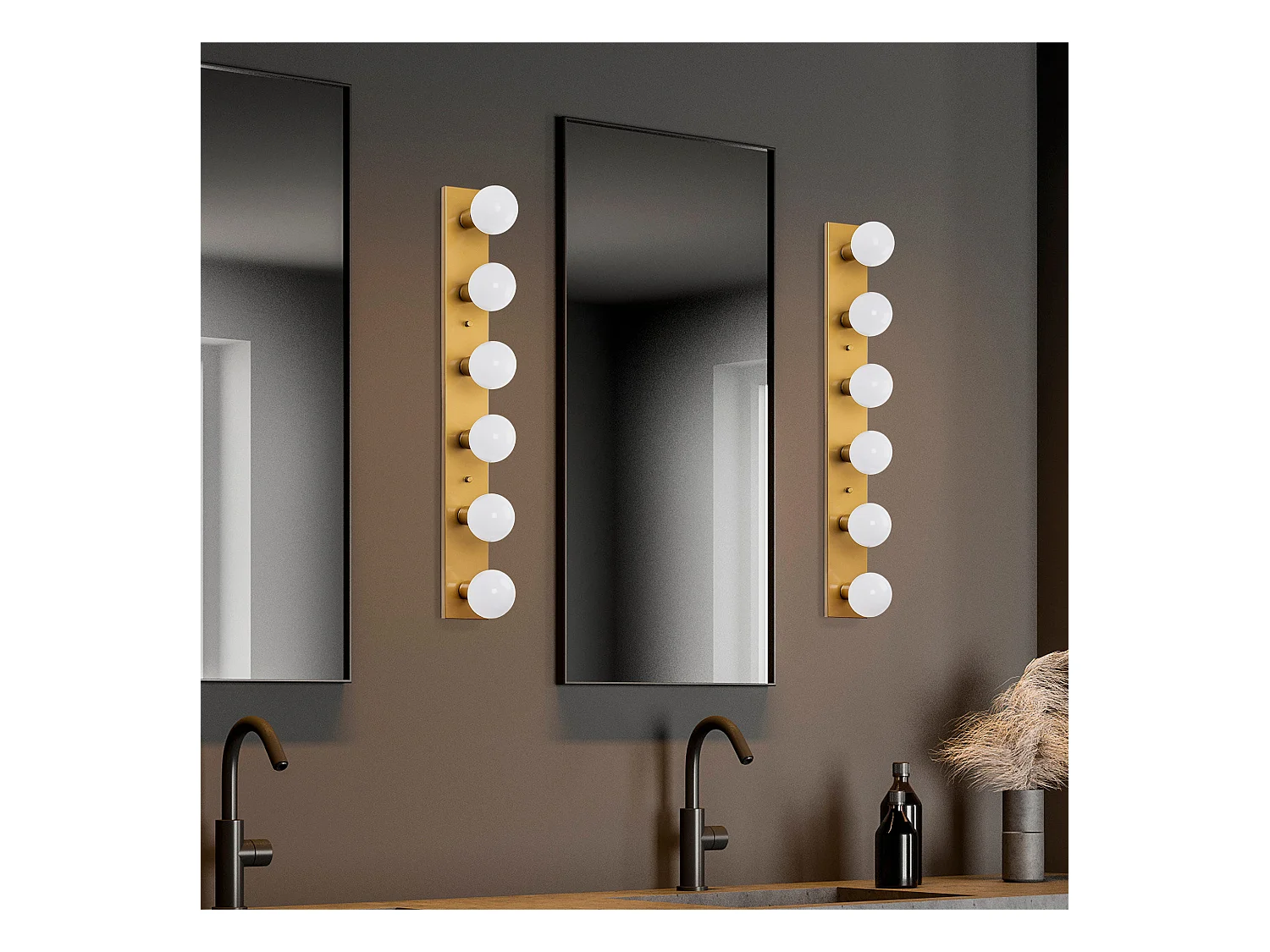 Applique Murale Interieur,  Lampe Murale Industrielle Bois, Or 10x10x91 Cm