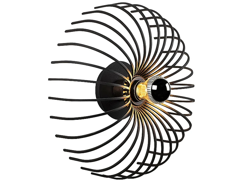 Applique Murale Interieur,  Lampe Murale Industrielle Bois, Noir 12x12x36 Cm